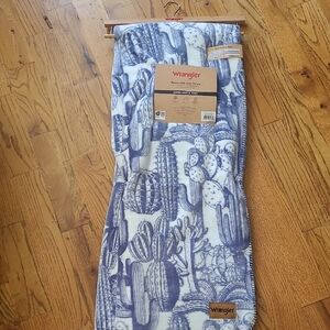 Wrangler Blue and White Cactus Pattern Throw